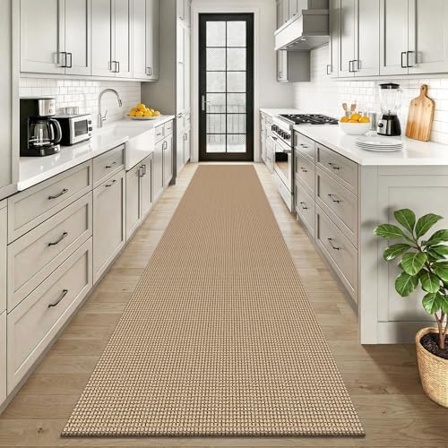 KOZYFLY Boho 2.5'x12' Runners Rugs for Hallway, Long Washable Runner Rug, Woven Non Slip Kitchen Runner, Braided Entryway Rug, Floor Carpet for Entry, Aisle, Hall, Orange Beige/Tan/Brown - Image 2