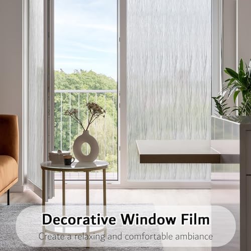 VELIMAX Frosted Window Privacy Film Non Adhesive Window Cling Removable Glass Covering Clear Water Opaque Window Film for Home Anti UV 35.4x157.4 inches - Image 2