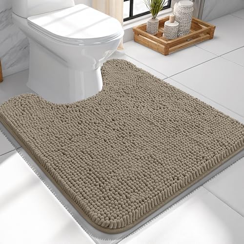 OLANLY Toilet Rugs U-Shaped 24x24, Soft Absorbent Chenille Contour Rugs by OLANLY