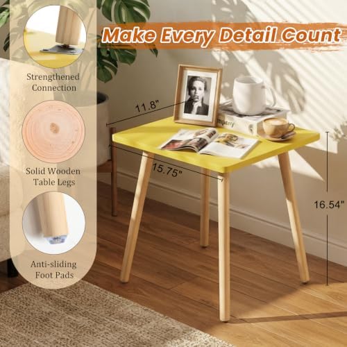 FORAOFUR Side Table, Small End Table Accent Living Room Bedroom Balcony Office, Modern Bedside Home Decor, Easy Assembly, (Yellow, 15.75D x 11.8W 16.54H in) - Image 3