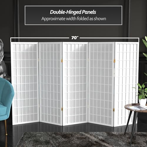 4 ft. Short Window Pane Shoji Screen - White - 5 Panels - Image 5