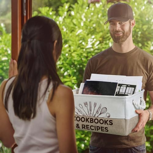Marsui 1 Pcs Cookbook & Recipe Book Basket Cook Lover Gifts , White Brown - Image 6