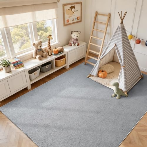 6x9 Large Pure Light Grey Area Rug Non-Slip Washable for Living Room - Image 5