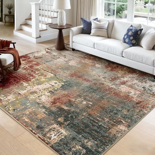 RELEANY Washable Square 9'x9' Area Rug for Living Room Rustic Brown by RELEANY