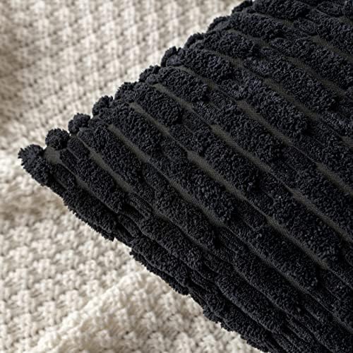 MIULEE Lumbar Corduroy Decorative Throw Pillow Covers 12x20 Black Pack of 2 - Image 5