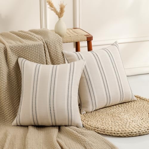 Hckot Decorative Pillow Covers 18x18 Striped Throw Pillow Covers Grey - Image 3