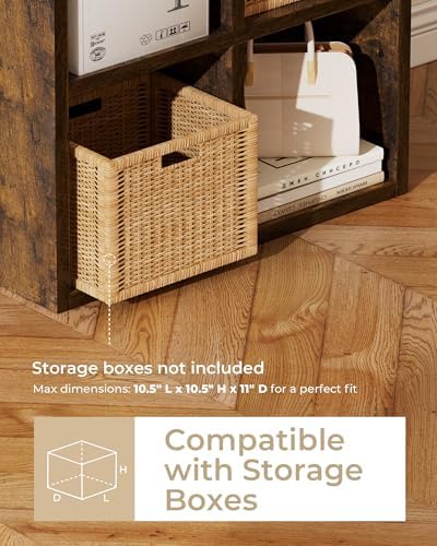 GTPLAYER 6-Cube Storage Organizer, Fits 11" Bins, Vertical or Horizontal Use, Opening Bookshelf, Partial Back Panels, Design Bookcase, for Closet, Bedroom, Amber Brown - Image 3