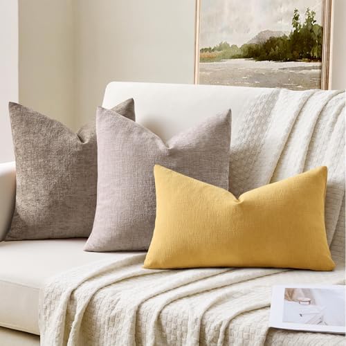MIULEE Gold Chenille Couch Lumbar Throw Pillow Covers, 12x20 - Image 7