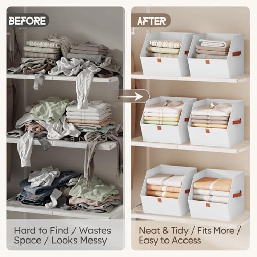 Homsorout Fabric Closet Storage Cubes - 4 Pack Square Storage Bins with Dual Handles for Clothes, Towels, Toys, Cube Storage Organizers for Bedroom, Nursery, Shelves, Closet, Small Spaces, White - Image 3