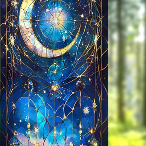 Nuxovilar Frosted Moon Star Pattern Window Glass Film 17.7x39.4 in PVC by Nuxovilar