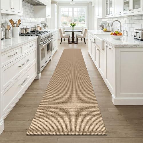 KOZYFLY Boho 2x12 Runners Rugs for Hallway, Long Washable Runner Rug, Woven Non Slip Kitchen Runner, Braided Entryway Rug, Floor Carpet for Entry, Aisle, Hall, Orange Beige/Tan/Brown - Image 2
