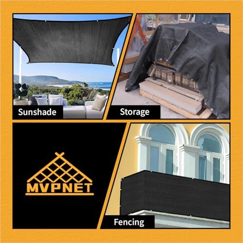 90% Privacy Fence Screen 6x50Ft Balcony Windscreen for Garden,Black - Image 7