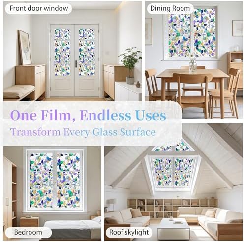 Finnez Window Privacy Film, Stained Glass Rainbow, Colorful, 17.5" x 157.4" - Image 6