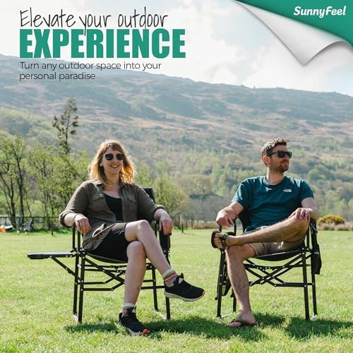 SUNNYFEEL Oversized Camping Chair Portable Directors Chairs with Side Table - Image 4