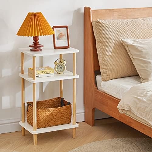 IBUYKE 3-Tier Side Table, Wood End Table, White UWST003W - Image 4