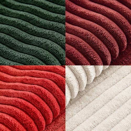 MIULEE Boho Christmas Red Decorative Throw Pillow Covers 20x20 Set of 4 Farmhouse Cushion Covers Color-Clash Corduroy Pillow Cases Modern Soft Corduroy Patchwork Home Decor for Couch Sofa Bedroom - Image 7