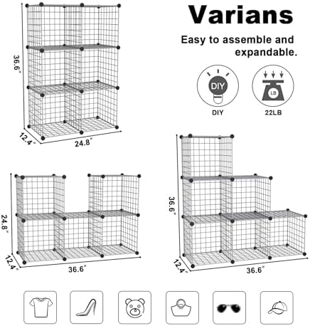 C&AHOME Wire Cube Storage, 6 - Cube Organizer Metal C Grids, Silver Gray - Image 3