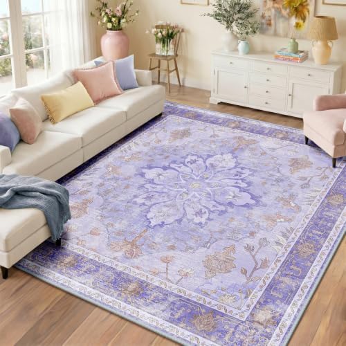 RELEANY Washable Area Rug, Square 10'x10', Purple - Image 2