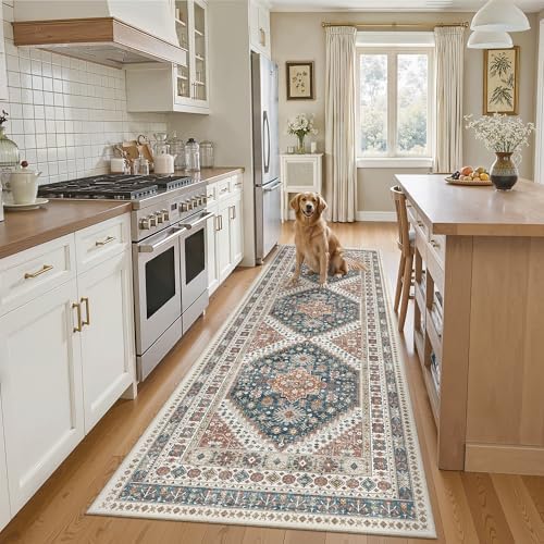 Madane Kitchen Runner 2'6''x8' Soft Rug Runners for Hallways, Navy Blue by Madane