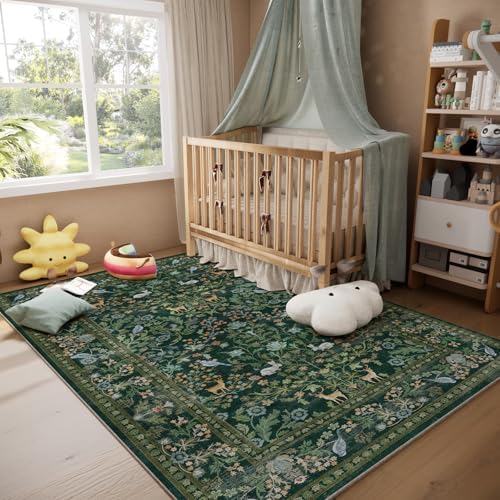 Washable Area Rugs for Living Room: 5x7 Rug Stain Resistant Non Slip Low Pile Lightweight Soft Carpets Rugs for Bedroom Kitchen Dining Room Nursery Kids Room Farmhouse Home Office Indoor - Image 6