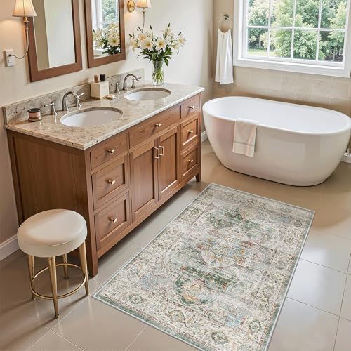 Madane Washable Area Rug 2x3 Small Entryway Rugs Non-Slip, Green - Image 3