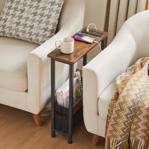 Slim Charging End Table with Storage - For Small Spaces and Bedroom - Image 2