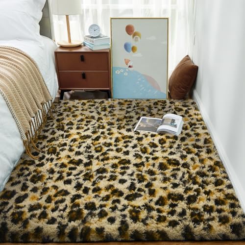 Ophanie Leopard Rugs for Bedroom Living Room, Cheetah Print Rug Fluffy Shag Large Fuzzy Plush Soft Throw,Large Shaggy Floor Faux Animal Throw 4x6 Carpets,Decor Aesthetic with Over 99 pcs Pile fibers - Image 3