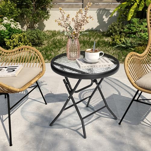 Outdoor Side Table, Small Patio End Table, Black - Image 5