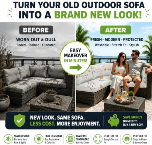 8 Pcs Outdoor Cushion Covers, Patio Sofa Cushion Covers Replacement - Image 3