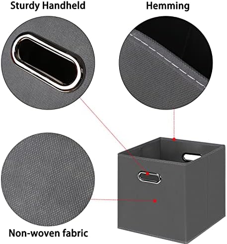 Black Foldable Storage Cubes Bins , Fabric Storage Box Cubes Organizer Baskets with Dual Handles for Home Organizer(Grey) - Image 7