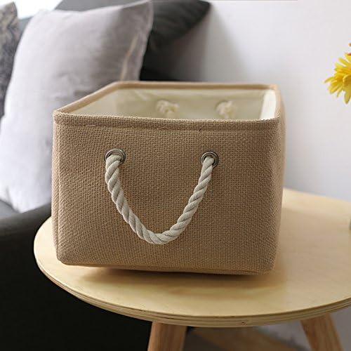 TheWarmHome Large Storage Basket - Fabric Storage Baskets for Organizing Shelves, Collapsible Storage Bin Organizer for Closet Bookself Laundry Dog Toy Home Organization, Decorative Beige Basket Gift - Image 6