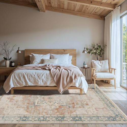 Rugxara 5X7 Washable Area Rug for Living Room, Bedroom,Coral - Image 3