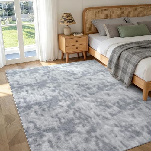 4x6 Tie-dye Grey Area Rug Non-Slip Washable Soft for Bedroom Living Room - Image 2