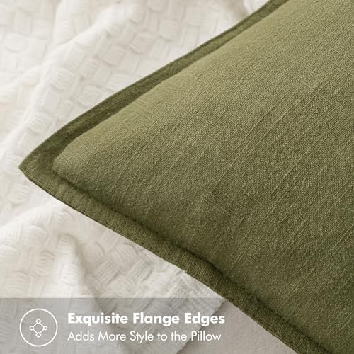 MIULEE Decorative Linen Euro Sham Pillow Covers 24x24 Inch Green - Image 2