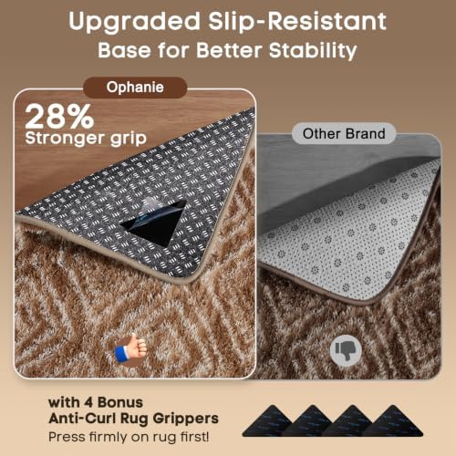Ophanie 8x10 Brown and White Diamond Striped Rugs for Living Room,Large Fluffy Shag Fuzzy Plush Soft Carpets,Shaggy Rug for Bedroom,Carpet for Kids Boys Girls Dorm Decor with Over 99 pcs Pile fibers - Image 4