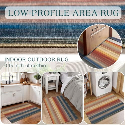 Front Door Mat Indoor Outside Entrance 2x3 Modern Ombre Rainbow Rug - Image 5