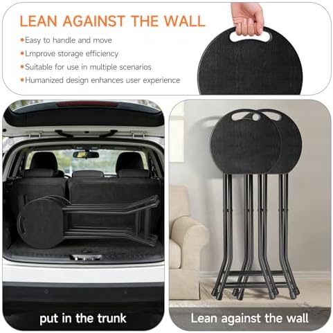 LEDLAY24 Inch Folding Stool with Handle - 500LBS Capacity Portable Foldable Stool with Non-Slip Feet, Heavy-Duty Steel & Plastic Collapsible Stool for Indoor Outdoor Use, Black - Image 6