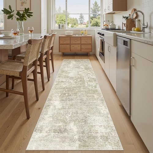 Soalmost Abstract Runner Rug 2x8 Hallway Kitchen Runners Beige/Gray - Image 3