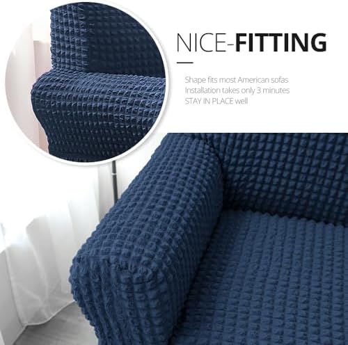 NICEEC Sofa Cover Navy Blue Couch Cover Stretch Sofa Slipcovers with Skirt - Image 3