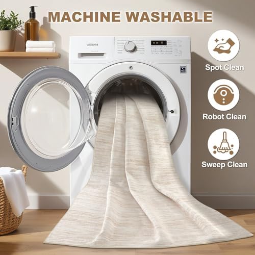 Nakagishi Boho 5x8 Area Rug Living Room Rugs Machine Washable Beige - Image 2
