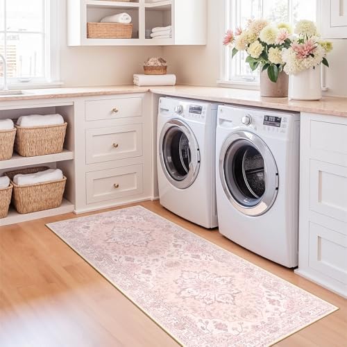 RELEANY Washable Area Rug, Runner 2'x5', Pink - Image 3