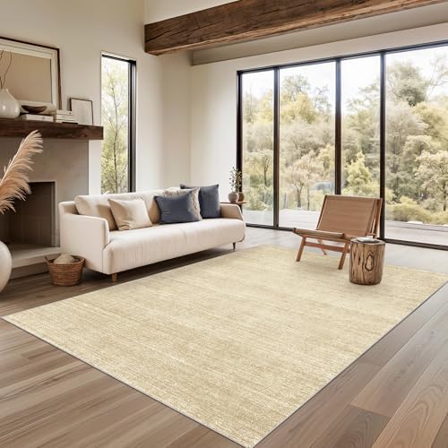 Valenrug Washable Rugs 5x7, Non Slip Large Area Rugs for Living Room, Tan - Image 3