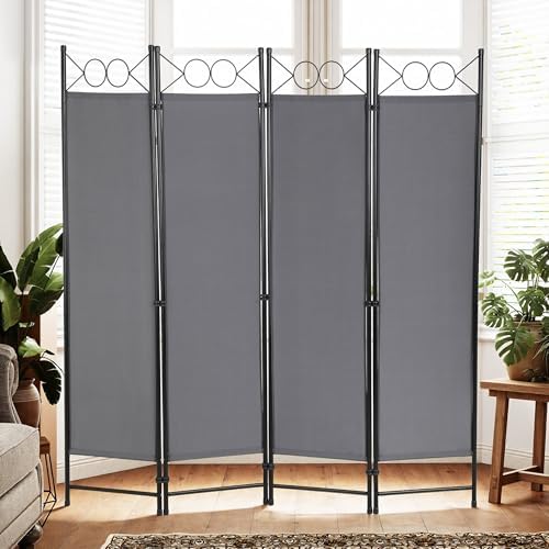 FDW 4-Panel Folding Room Divider | 6ft, Light Grey | Light & Portable - Image 2