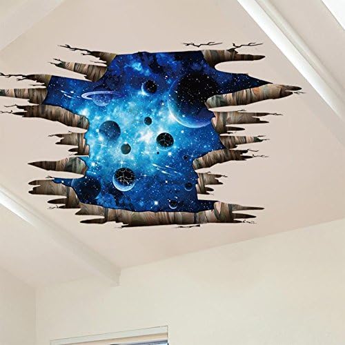 3D Space Floor Sticker,Blue Galaxy Wall Decal-Removable Mural for Kids Bedroom Living Room Milky Way Decorations - Image 7
