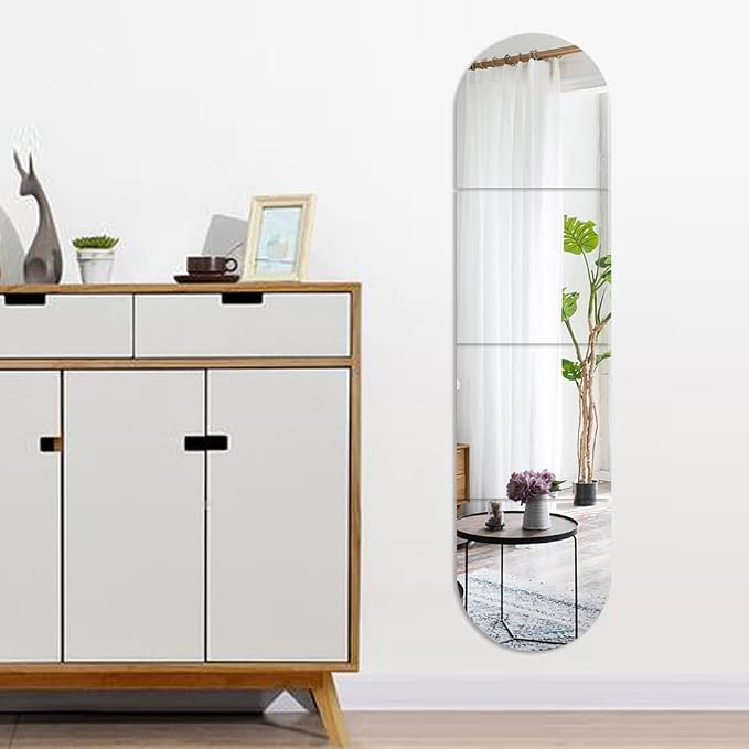 Full Body Length Mirrors for Walls, 12x12" 4pcs Acrylic Plexiglass Mirror Wall-Mounted Stick On Frameless Square Makeup Large Long Mirror Home Workout Gym Hallway Mirror Dorm Floor Tile Self Adhesive - Image 5