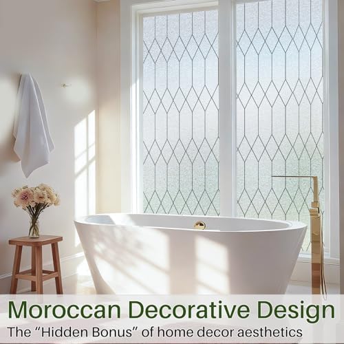 Windimiley Window Privacy Film, Moroccan Pattern Static Cling, 23.6"x394" - Image 3