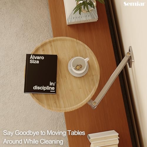 Wall Mounted Folding Table,Retractable Small Bamboo Drop Down Floating Wall Desk,11.8" Round Wood Tabletop with Aluminum Alloy Brackets,Bedside Wall Shelf Drop Top Desk,Fold Down Nightstand - Image 4