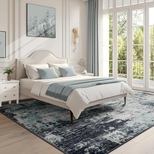 RELEANY Washable 6'x8' Abstract Area Rug for Living Room Teal Black - Image 3