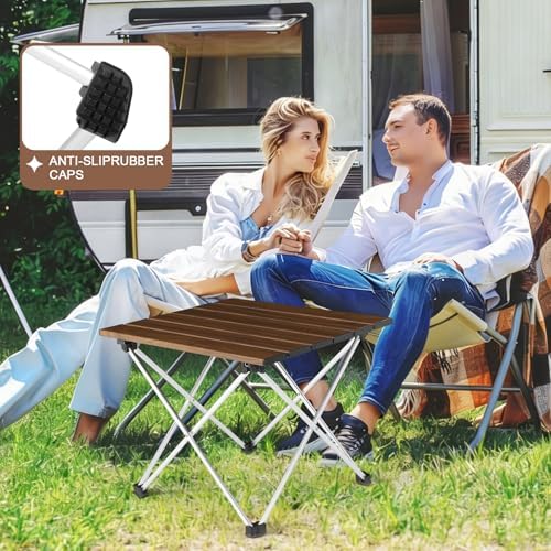 Tesouro Camping Table with Aluminum Table Top, Folding Beach Table Easy to Carry, Prefect for Outdoor, Picnic, BBQ, Cooking, Festival, Beach, Home Use - Image 2