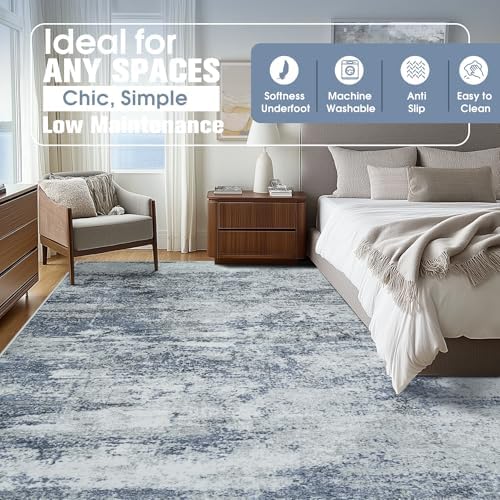 Aelenmu 10x14 Area Rugs for Living Room Washable Dining Room Blue Grey - Image 2